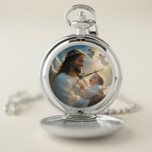 Jesus and Child Angel Pocket Watch