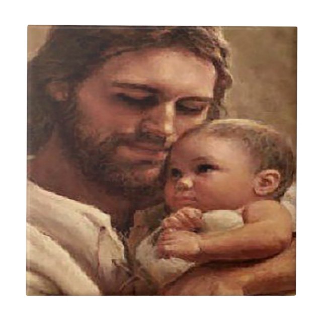 Jesus and child ceramic tile (Front)