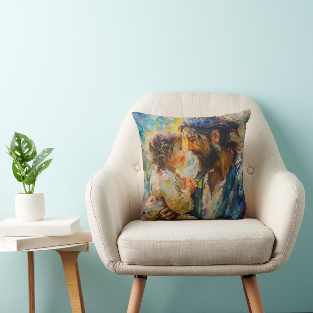 Jesus and Child Expressionism Throw Pillow (Chair)