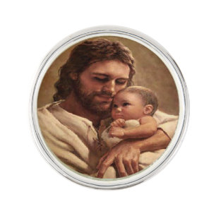 Jesus and child lapel pin