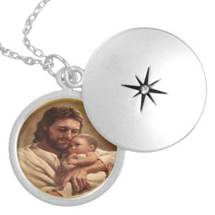 Jesus and child locket necklace