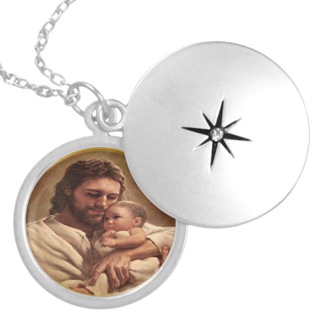 Jesus and child locket necklace (Front)