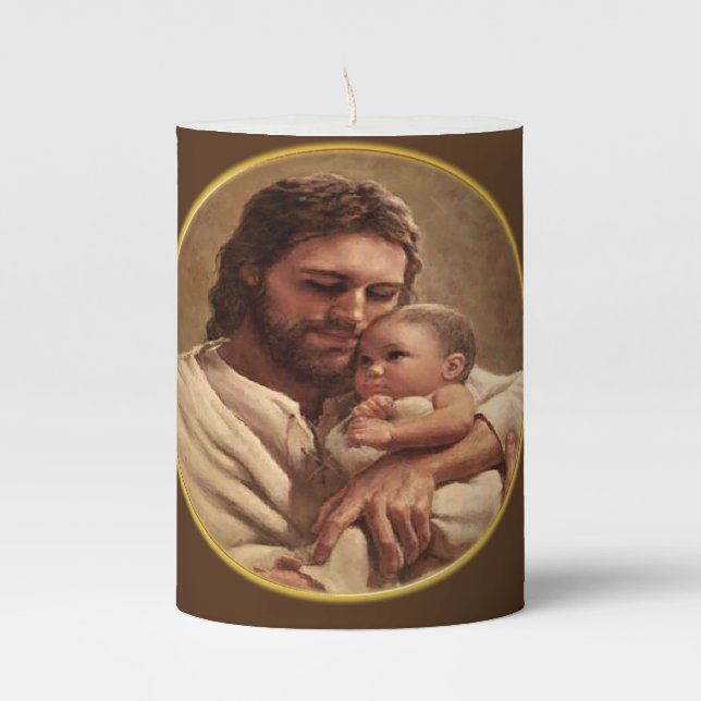 Jesus and child pillar candle (Front)