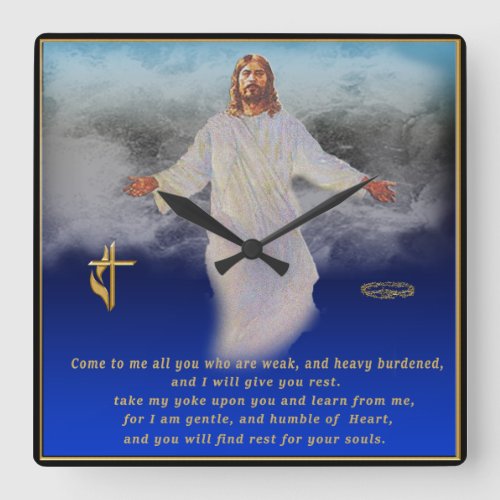 Jesus and child square wall clock