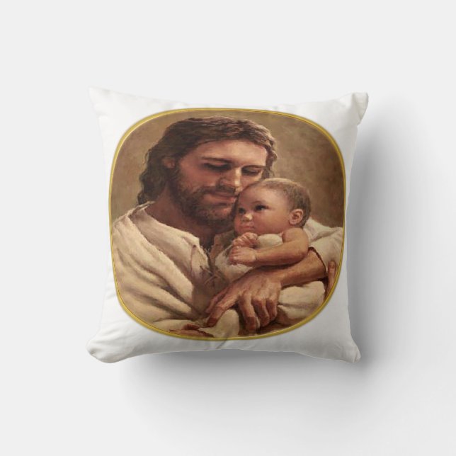 Jesus and child throw pillow (Front)