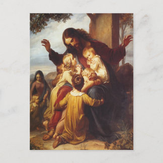 Jesus and Children Christmas Postcard