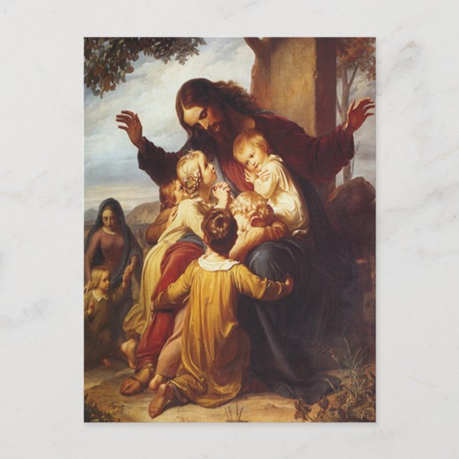 Jesus and Children Christmas Postcard (Front)