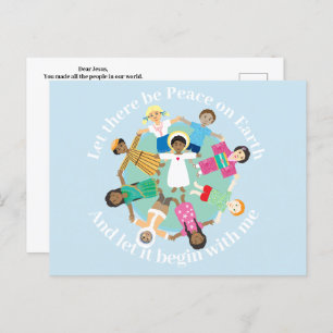 Jesus and children peace prayer postcard