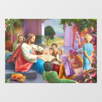 Jesus And Children Window Cling by patrickhoenderkamp at Zazzle