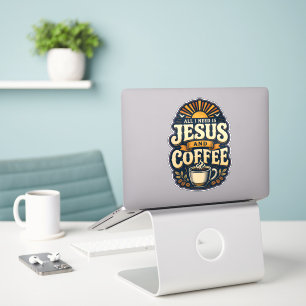 Jesus and Coffee Christian Faith Coffee Lover Sticker