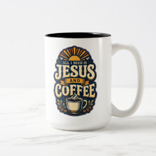 Jesus and Coffee Christian Faith Coffee Lover  Two-Tone Coffee Mug