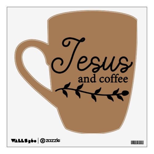 Jesus and Coffee Cup Shape Wall Decal