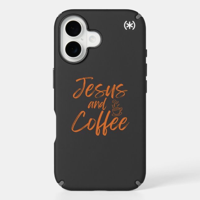 Jesus and coffee speck iPhone case (Front)