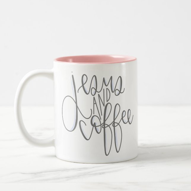 Jesus and Coffee Two-Tone Coffee Mug (Left)