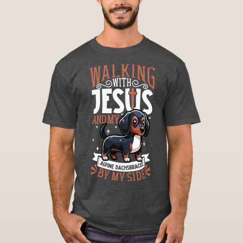 Jesus and dog Alpine Dachsbracke T_Shirt