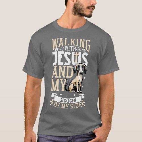 Jesus and dog Arabian Greyhound T_Shirt