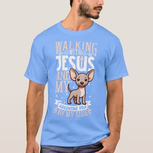 Jesus and dog Argentine Pila T_Shirt