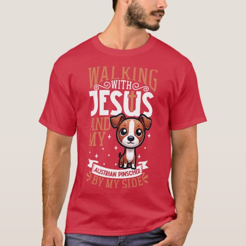 Jesus and dog Austrian Pinscher T_Shirt