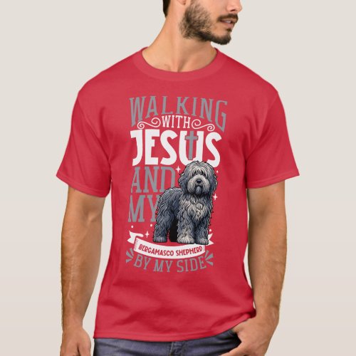 Jesus and dog Bergamasco Shepherd T_Shirt