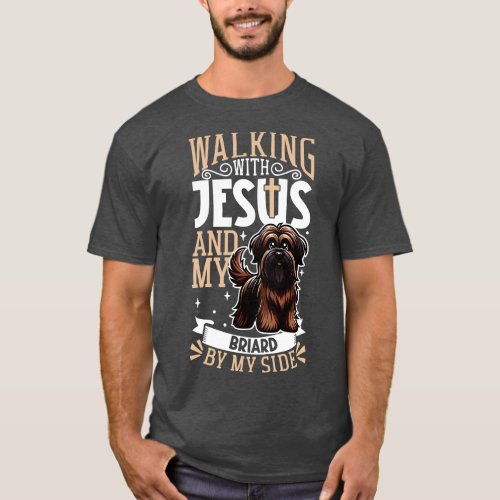 Jesus and dog Briard T_Shirt