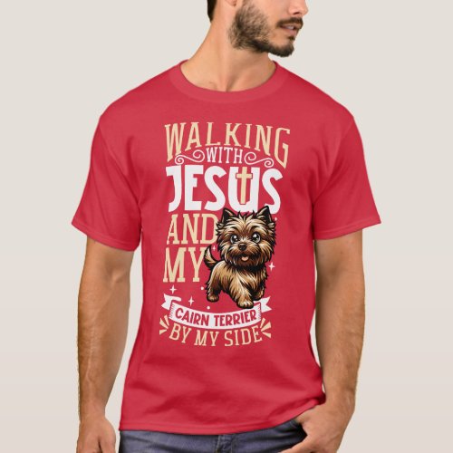 Jesus and dog Cairn Terrier T_Shirt