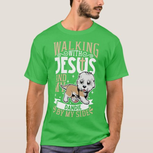 Jesus and dog Dandie Dinmont Terrier T_Shirt