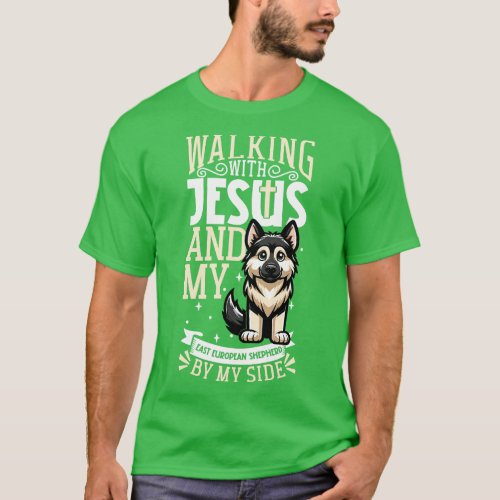 Jesus and dog East European Shepherd T_Shirt