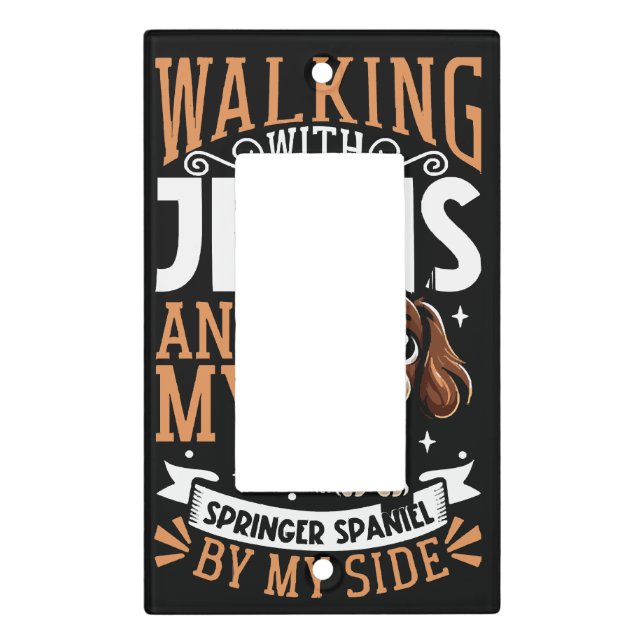 Jesus and dog - English Springer Spaniel Light Switch Cover (Front)
