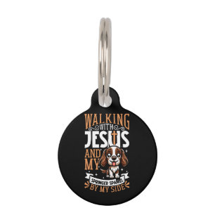 Jesus and dog - English Springer Spaniel Pet ID Tag