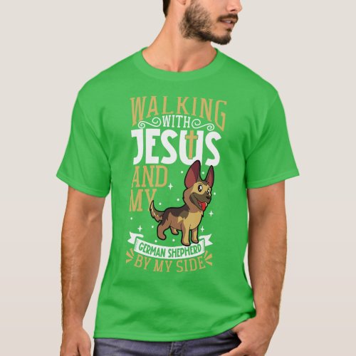 Jesus and dog German Shepherd T_Shirt