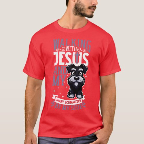 Jesus and dog Giant Schnauzer T_Shirt