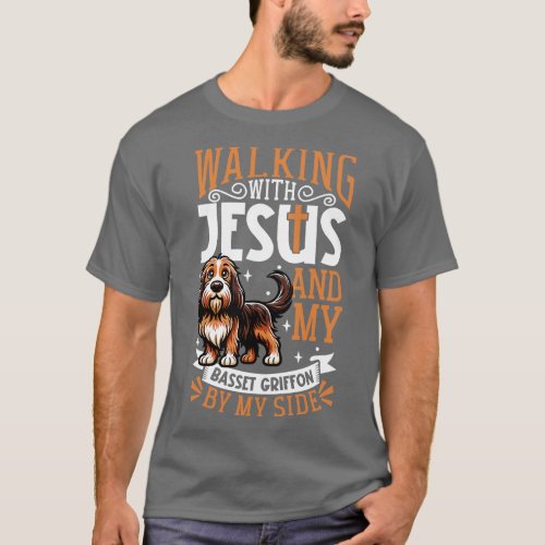 Jesus and dog Grand Basset Griffon Venden T_Shirt