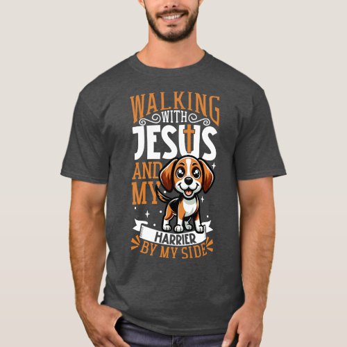 Jesus and dog Harrier T_Shirt