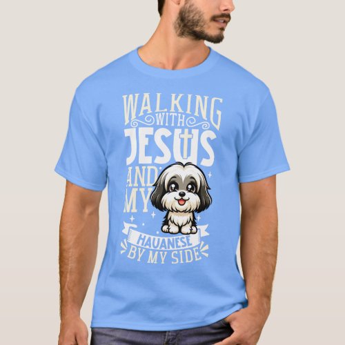 Jesus and dog Havanese T_Shirt