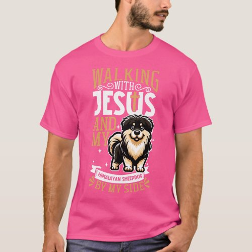 Jesus and dog Himalayan Sheepdog T_Shirt