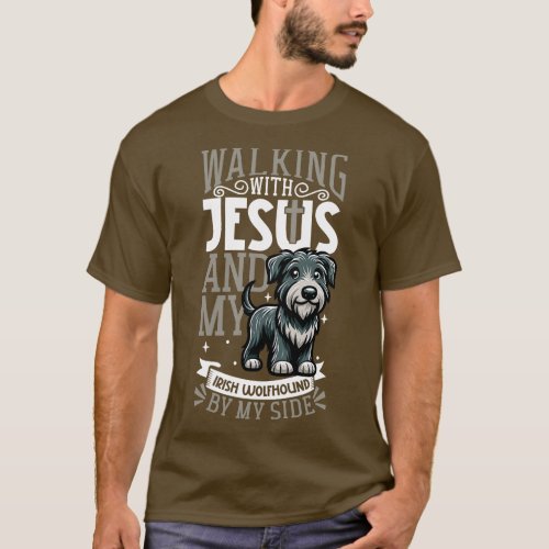 Jesus and dog Irish Wolfhound T_Shirt
