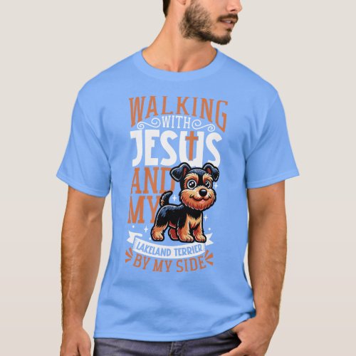 Jesus and dog Lakeland Terrier T_Shirt