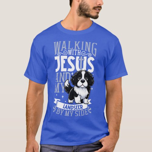 Jesus and dog Landseer T_Shirt