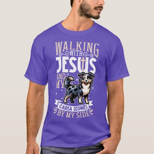 Jesus and dog Leonese Sheepdog T_Shirt