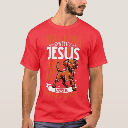 Jesus and dog Magyar Vizsla 1 T_Shirt