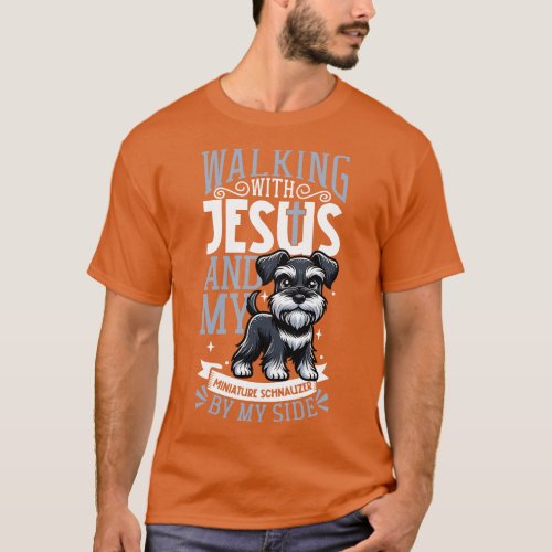 Jesus and dog Miniature Schnauzer T_Shirt