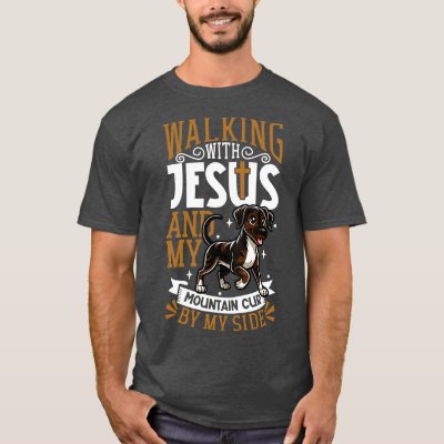 Jesus and dog Mountain Cur T-Shirt
