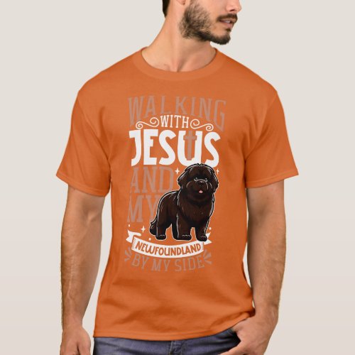 Jesus and dog Newfoundland T_Shirt