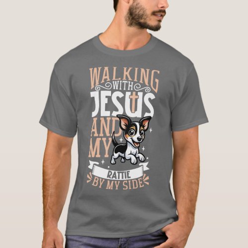 Jesus and dog Rat Terrier T_Shirt