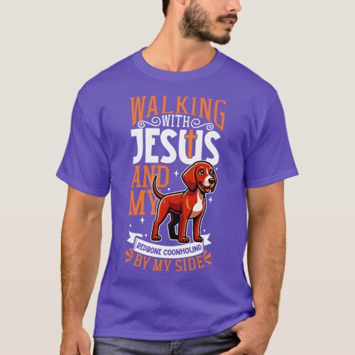 Jesus and dog Redbone Coonhound T_Shirt