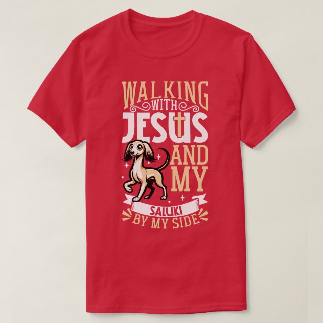 Jesus and dog Saluki T-Shirt (Design Front)