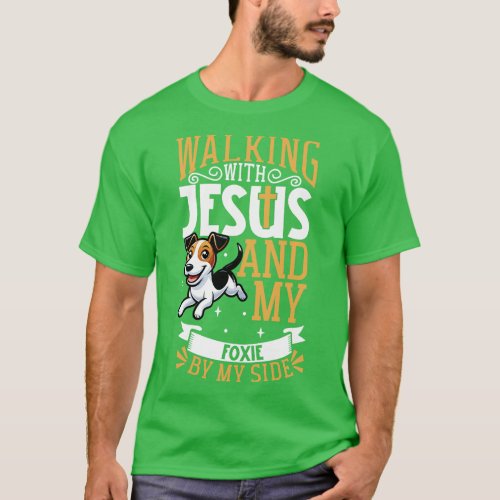 Jesus and dog Smooth Fox Terrier T_Shirt