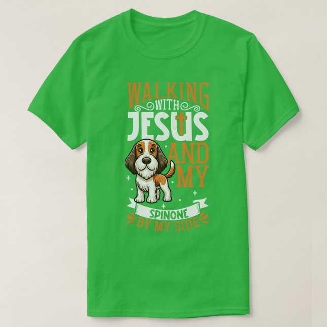 Jesus and dog Spinone Italiano T-Shirt (Design Front)