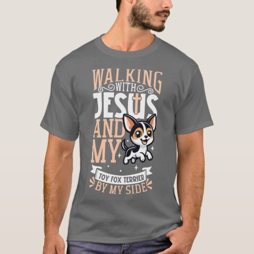 Jesus and dog Toy Fox Terrier T_Shirt