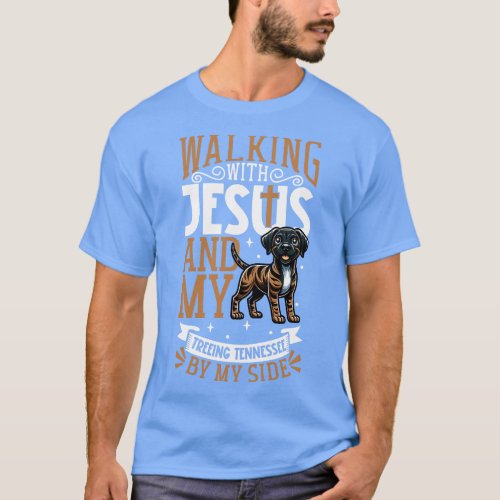 Jesus and dog Treeing Tennessee Brindle T_Shirt